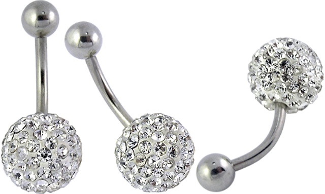 Piercing do pupíku kulička bílá