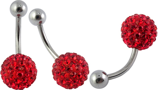 Piercing do pupíku kulička červená