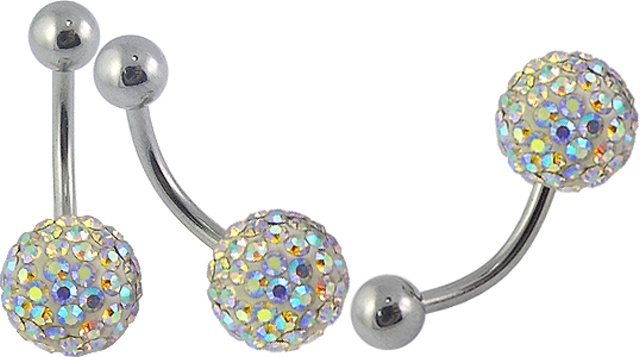 Piercing do pupíku kulička duhová