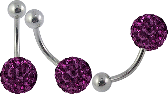 Piercing do pupíku kulička fialová