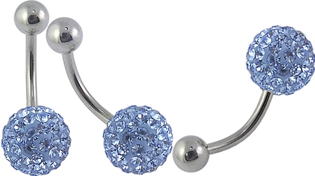Piercing do pupíku kulička modrá