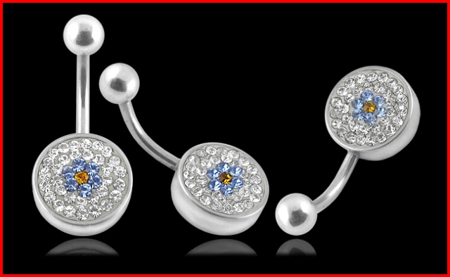 Piercing do pupíku modrá květinka