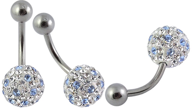 Piercing do pupíku kulička modro-bílá