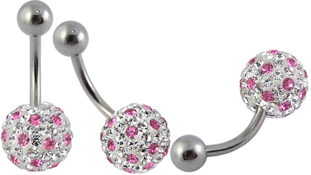 Piercing do pupíku kulička růžovo-bílá