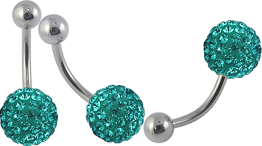 Piercing do pupíku kulička tmavě zelená