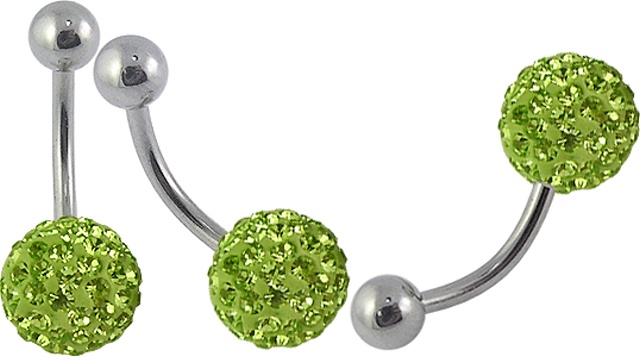 Piercing do pupíku kulička zelená