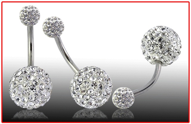 Piercing do pupíku kuličky bílé