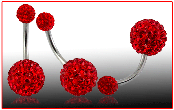 Piercing do pupíku kuličky červené
