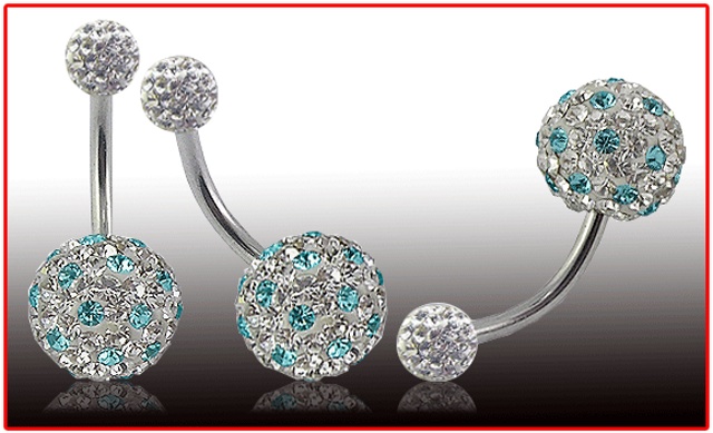 Piercing do pupíku kuličky modro-bílé