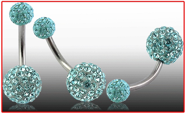 Piercing do pupíku kuličky tyrkysové