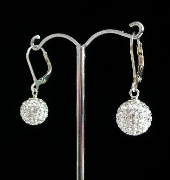 Stříbrné náušnice kuličky bílé 10mm
