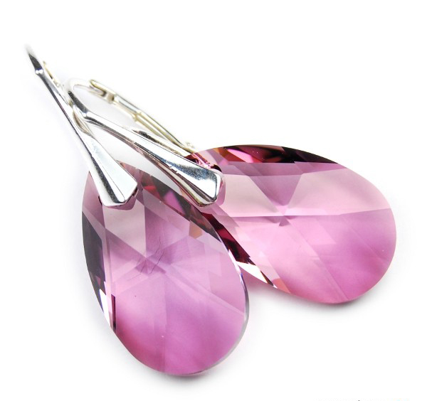 PEAR stříbrné náušnice Antique Pink