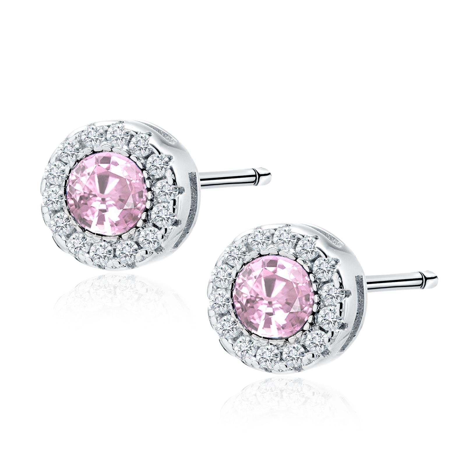 Dámské stříbrné náušnice Round Light Rose