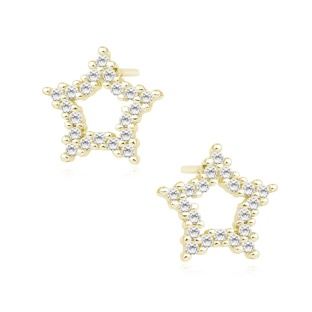 Dámské pozlacené stříbrné náušnice Star Crystal