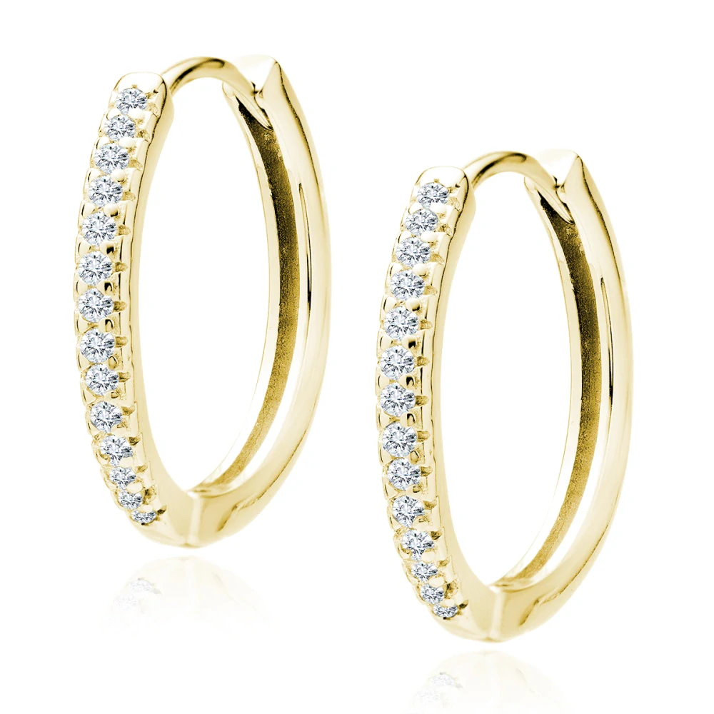 Dámské pozlacené stříbrné náušnice Hoops Crystal