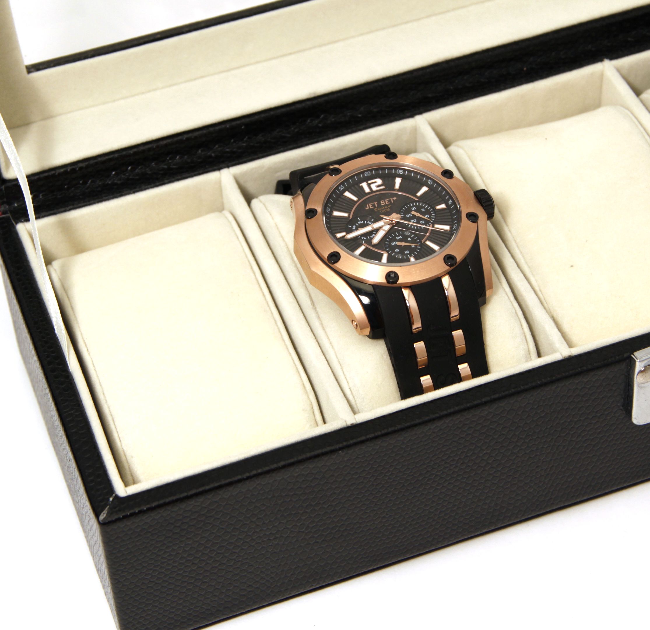 Černá šperkovnice na hodinky