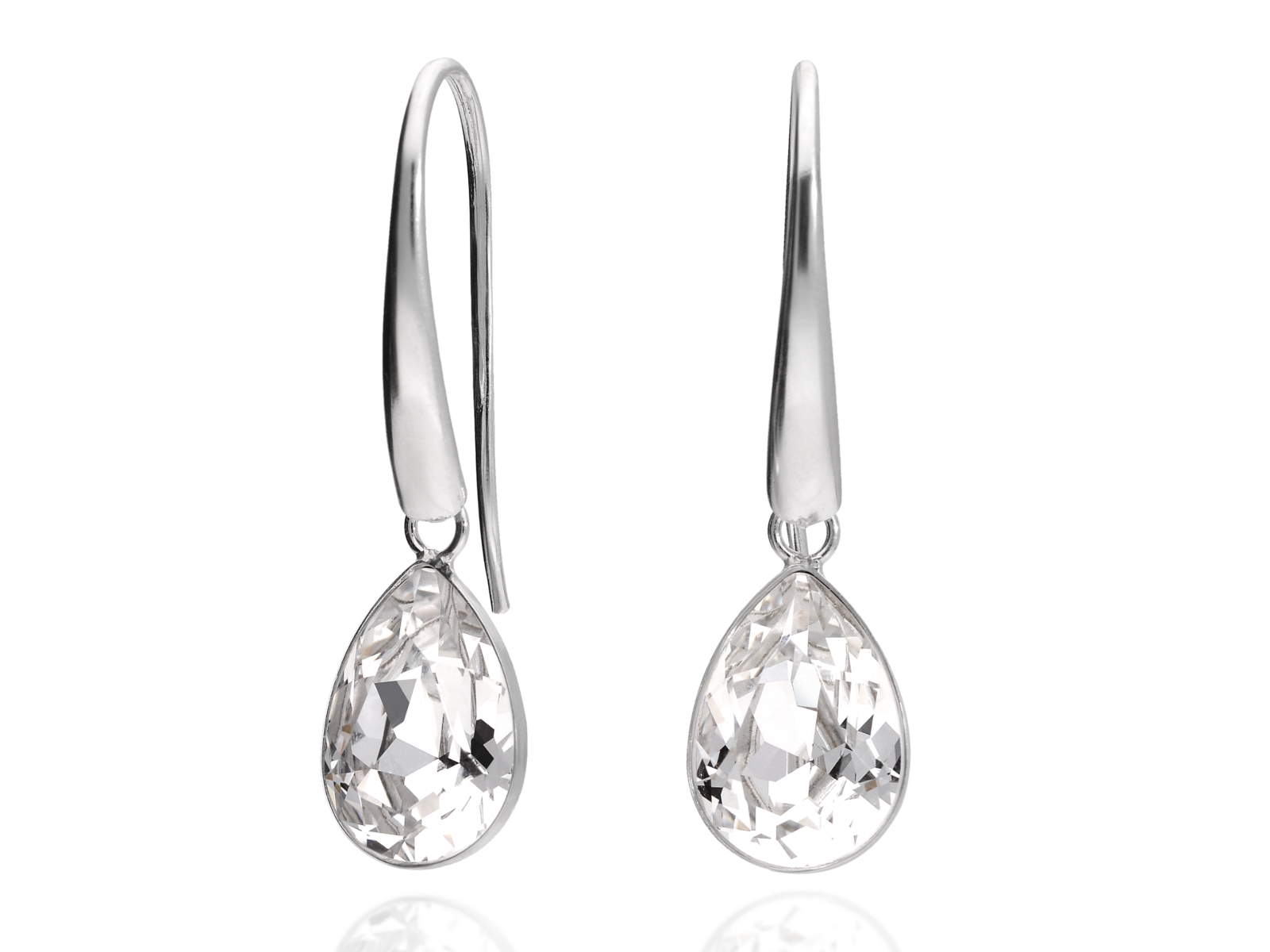 Stříbrné visací náušnice Pear Crystal