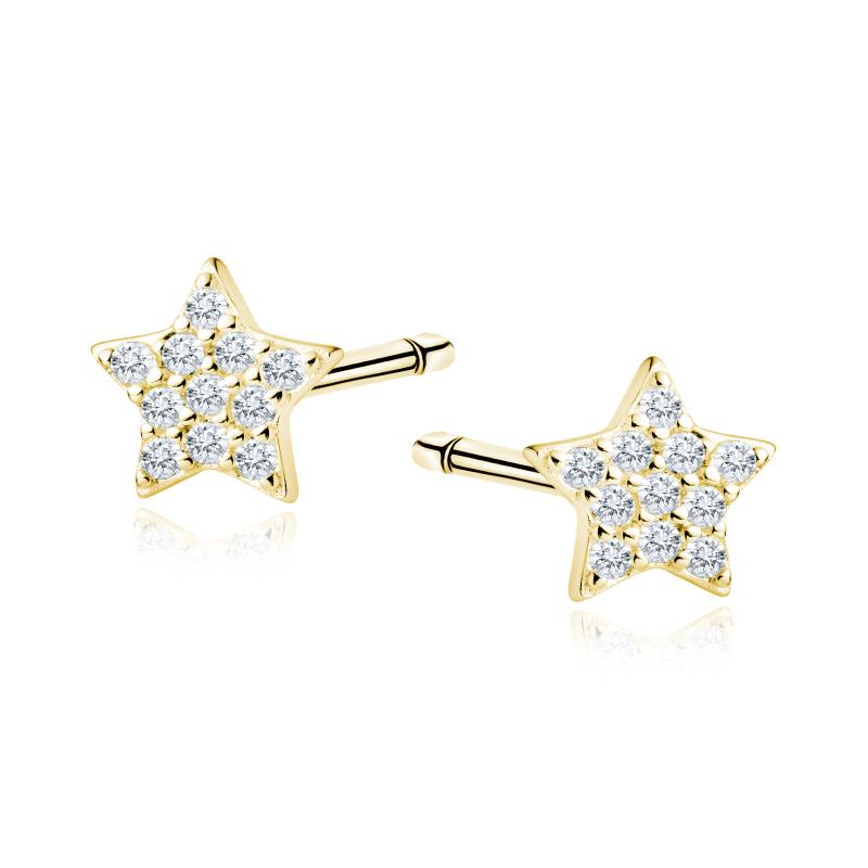 Dámské pozlacené stříbrné náušnice Little Star