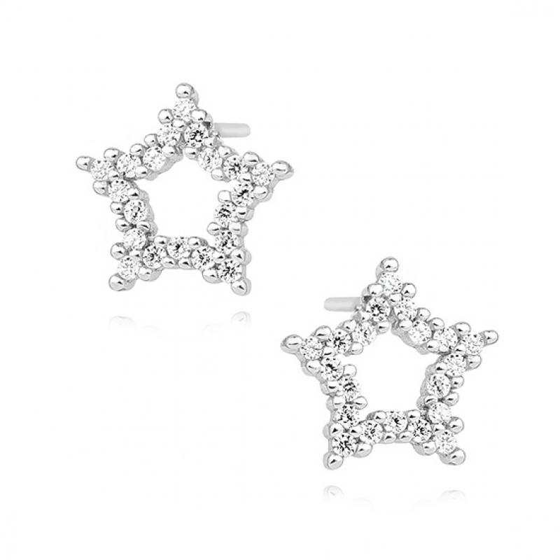 Dámské stříbrné náušnice Star Crystal