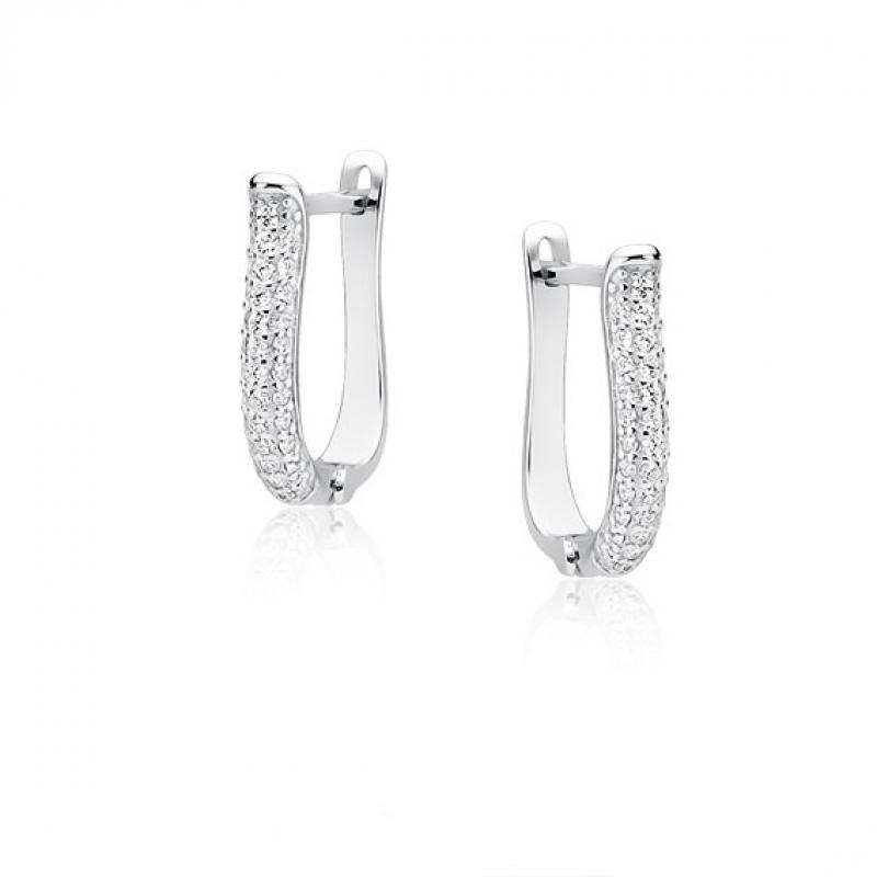 Dámské stříbrné náušnice Slim Crystal