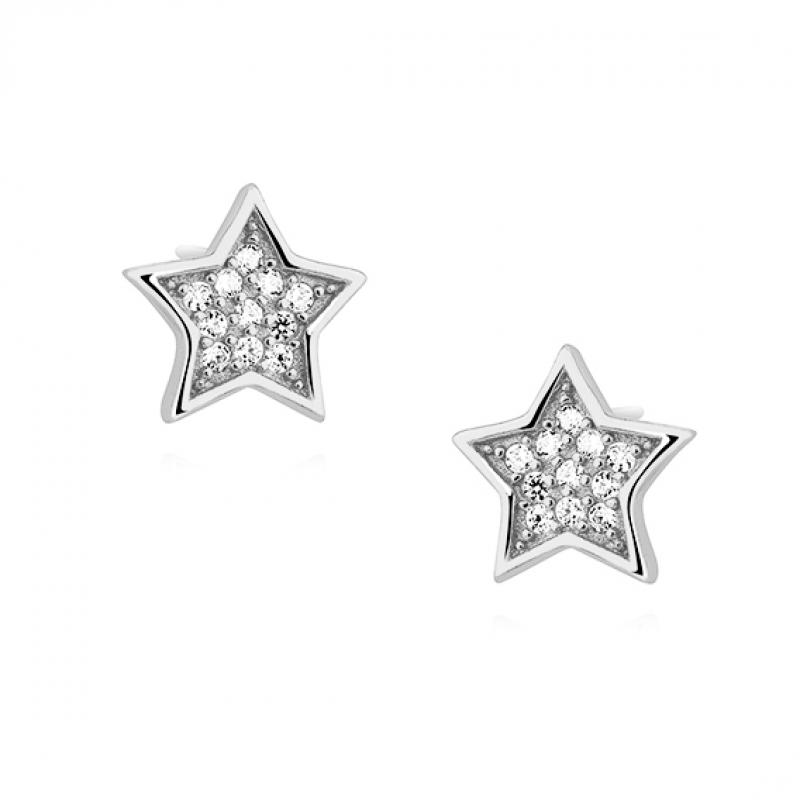 Dámské stříbrné náušnice Stars Crystal