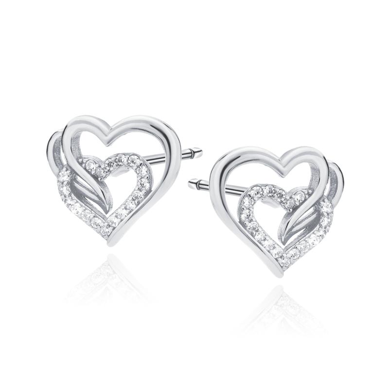 Dámské stříbrné náušnice Triple Heart