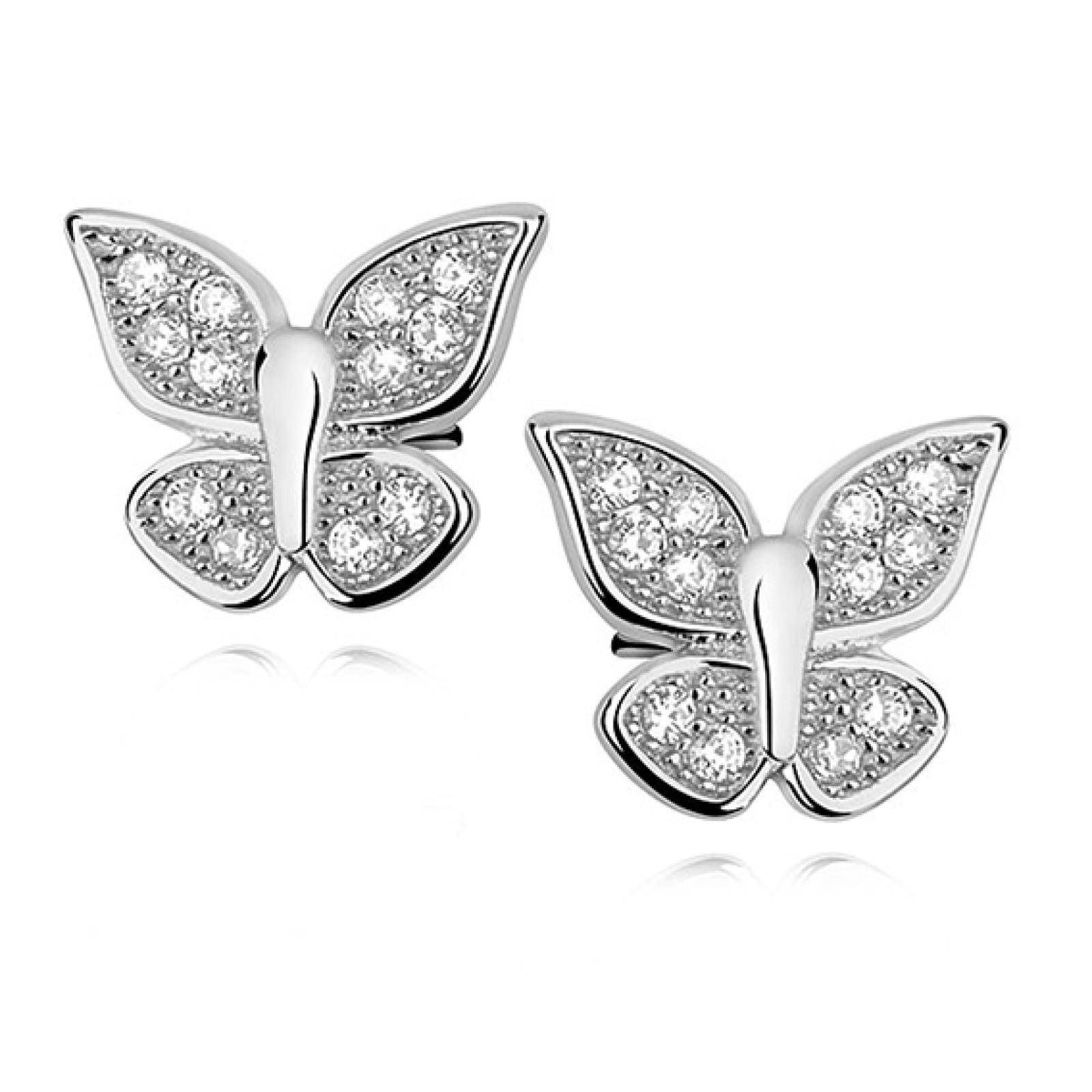 Dámské stříbrné náušnice Butterfly
