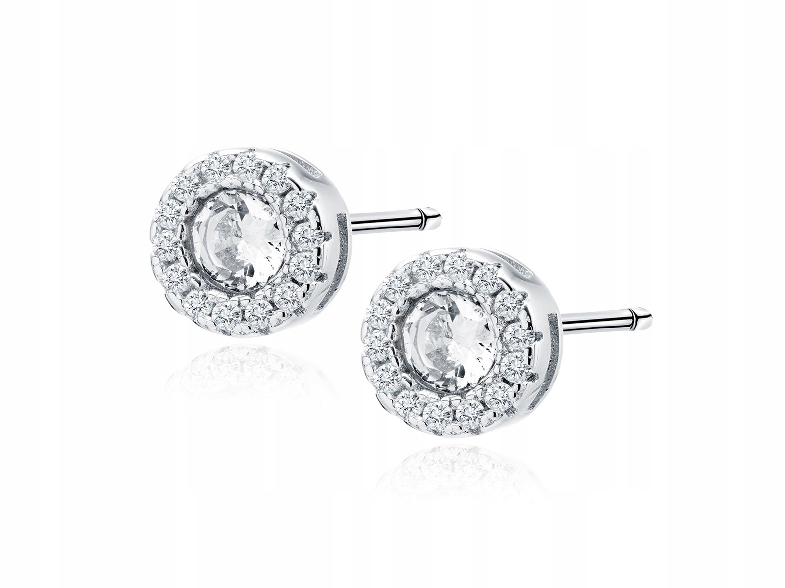 Dámské stříbrné náušnice Round Crystal