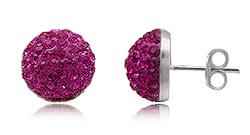 Stříbrné náušnice pecky Dark Pink 10mm