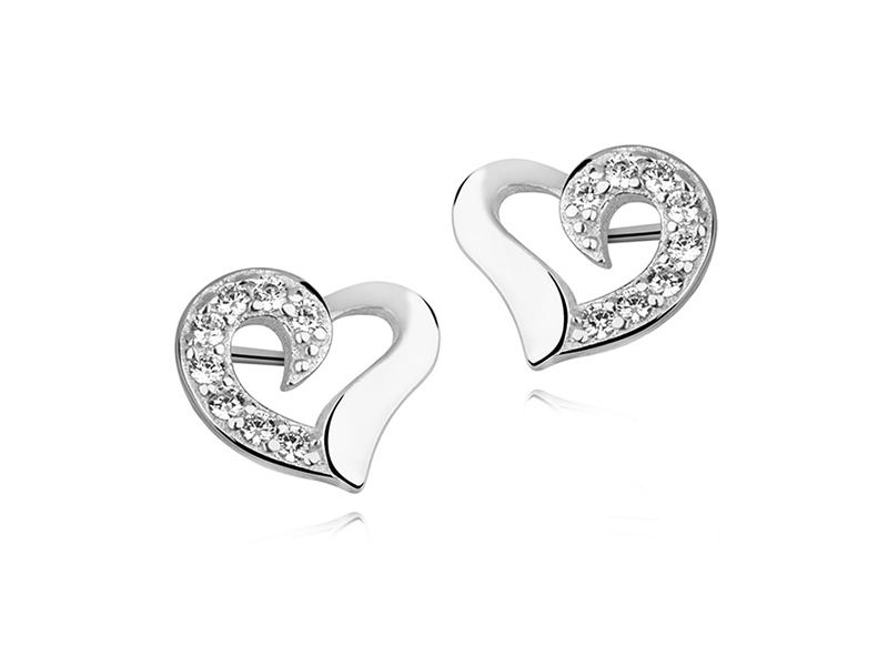 Dámské stříbrné náušnice Twist Heart