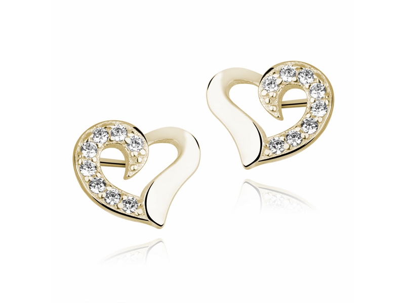 Dámské pozlacené stříbrné náušnice Twist Heart