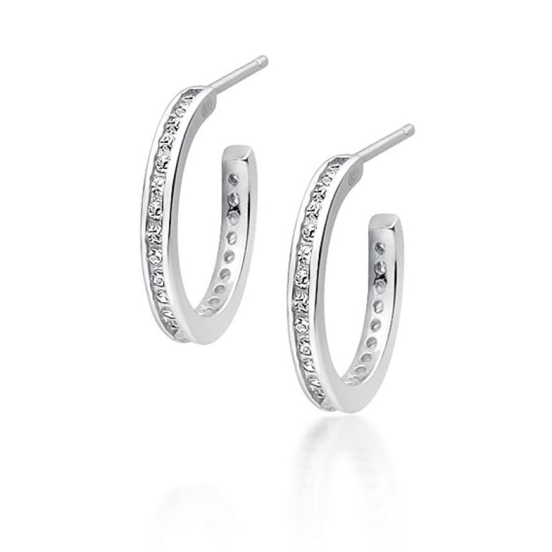 Dámské stříbrné náušnice Kruhy Crystal
