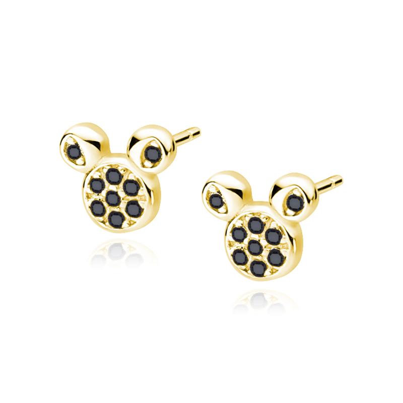 Pozlacené stříbrné náušnice Mouse Black
