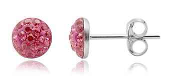 Stříbrné náušnice pecky Pink 6mm