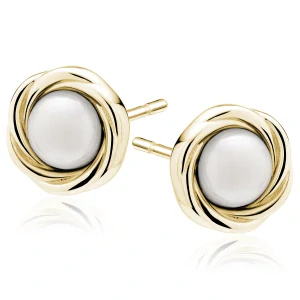 Dámské pozlacené stříbrné náušnice Circle Pearl