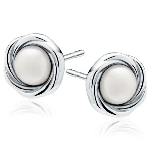 Dámské stříbrné náušnice Circle Pearl
