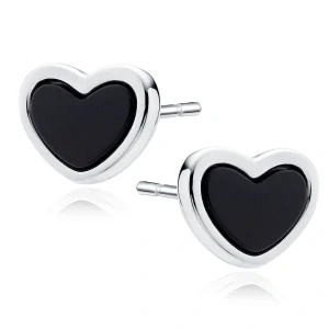 Dámské stříbrné náušnice Black Heart