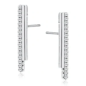 Dámské stříbrné náušnice Stick Crystal