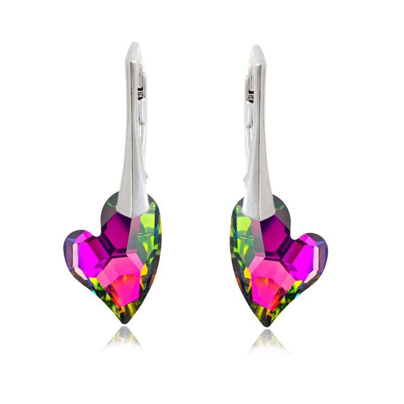 Stříbrné náušnice srdce Devoted Vitrail Medium