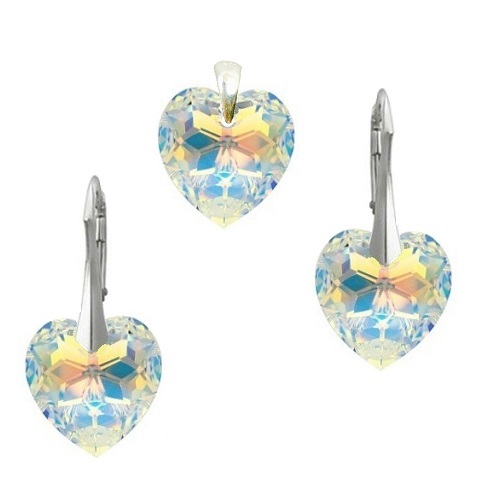 Stříbrná souprava srdce AB