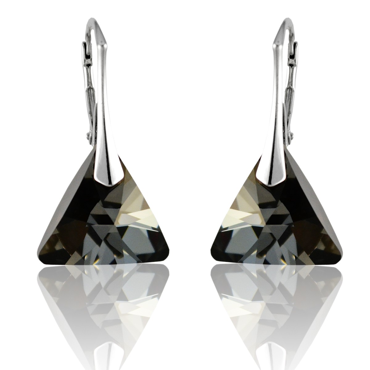 Stříbrné náušnice Triangle Silver Night