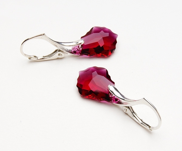 BAROQUE stříbrné náušnice Ruby