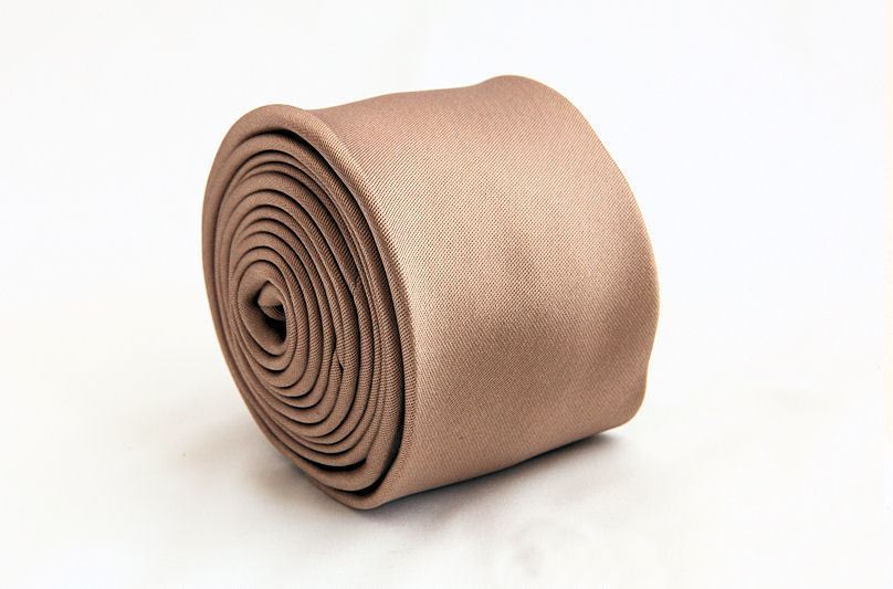 Pánská tmavě béžová slim kravata - 5 cm