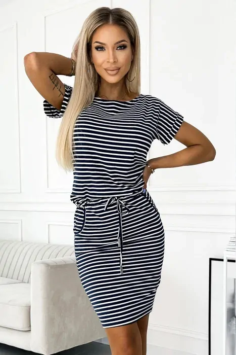 Dámské tmavě modré pruhované šaty 139/10